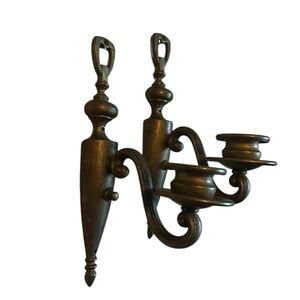 Vintage Brass Wall Hanging Candle Holders 11" T Set of 2